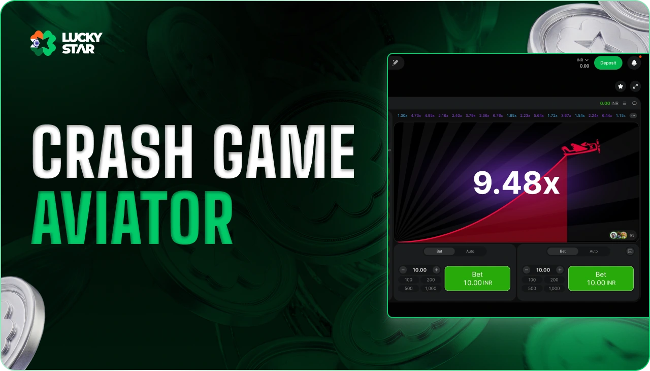 Lucky Star Aviator interface showing game area, flight progress and betting options